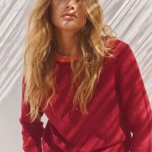 Zara Red Crewneck Sweater With B 031